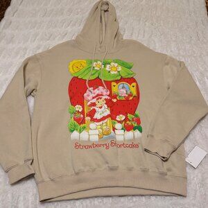 Strawberry Shortcake Beige Graphic Hoodie Sweatshirt Women's Size M (NEW)